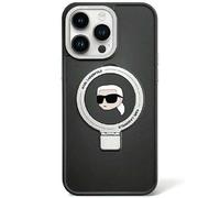 Étui Karl Lagerfeld pour iPhone 15 Pro 6.1 noir étui rigide Ring Stand Karl Head MagSafe
