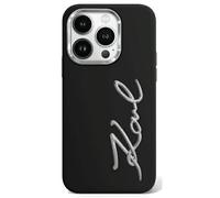 Etui Karl Lagerfeld pour iPhone 15 Pro 6.1 noir étui rigide Silicone Metal Script Logo