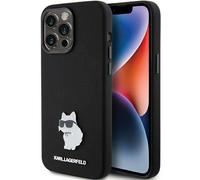 Étui Karl Lagerfeld pour iPhone 15 Pro 6.1 noir Silicone Choupette Metal Pin