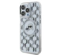 Étui Karl Lagerfeld pour iPhone 15 Pro 6.1 transparent étui rigide IML Monogram Karl&Choupette Head MagSafe