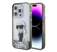Étui Karl Lagerfeld pour iPhone 15 Pro 6.1 transparent étui rigide Liquid Glitter Ikonik