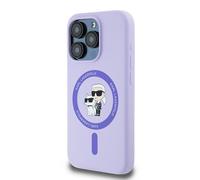 Étui Karl Lagerfeld pour iPhone 15 Pro 6.1 violet étui rigide Silicone Karl&Choupette Heads Ring MagSafe