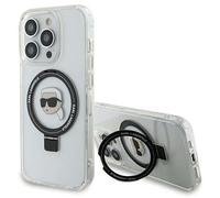 Coque pour iPhone 15 Pro Max - Hardcase Ring Stand MagSafe (KLHMP15XHHMRSKHH) - Tête de Karl blanche