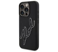 Étui Karl Lagerfeld pour iPhone 15 Pro Max 6.7 noir étui rigide 3D Rubber Signature