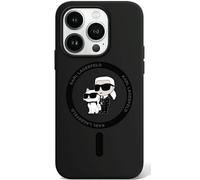 CG MOBILE Karl Lagerfeld KLHMP15XSCMKCRHK Coque pour iPhone 15 Pro Max 6,7" Noir Coque rigide en silicone avec anneau Karl & Choupette