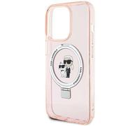 CG MOBILE Karl Lagerfeld Magfit Ringstand Coque pour iPhone 15 Pro Max (Rose)