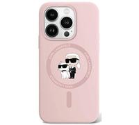 Étui Karl Lagerfeld pour iPhone 15 Pro Max 6.7 rose étui rigide Silicone Karl & Choupette Ring MagSafe