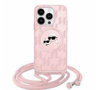 Coque Crossbody - Karl Lagerfeld - Karl & Choupette - MagSafe - Rose - iPhone 15 Pro Max
