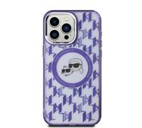 Étui Karl Lagerfeld pour iPhone 15 Pro Max 6.7 violet étui rigide IML Monogram Karl&Choupette Head MagSafe