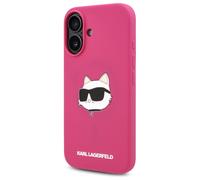 Étui Karl Lagerfeld pour iPhone 16 6.1 fuchsia étui rigide Silicone Choupette Head Print MagSafe