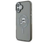 Étui Karl Lagerfeld pour iPhone 16 6.1 noir étui rigide IML Metal Karl&Choupette Head MagSafe
