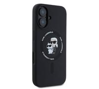 Karl Lagerfeld Coque iPhone 16 6,1" Rigide silicone Motif Karl & Choupette avec anneau Noir