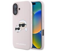 Étui Karl Lagerfeld pour iPhone 16 6.1 rose étui rigide Silicone Double Heads Print MagSafe