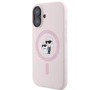 Étui Karl Lagerfeld pour iPhone 16 6.1 rose étui rigide Silicone Karl&Choupette MagSafe