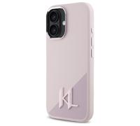 Étui Karl Lagerfeld pour iPhone 16 6.1 rose étui rigide Silicone Shadow Metal Initial MagSafe