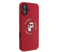 Étui Karl Lagerfeld pour iPhone 16 6.1 rouge étui rigide Silicone Karl&Choupette Ring MagSafe