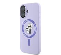 Étui Karl Lagerfeld pour iPhone 16 6.1 violet étui rigide Silicone Karl&Choupette Ring MagSafe