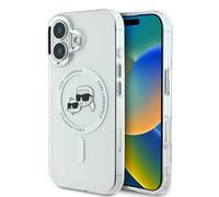 Étui Karl Lagerfeld pour iPhone 16 Plus 6.7 blanc étui rigide IML Metal Karl&Choupette Head MagSafe