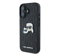 Étui Karl Lagerfeld pour iPhone 16 Plus 6.7 noir étui rigide Monogramme Karl&Choupette Head Pin