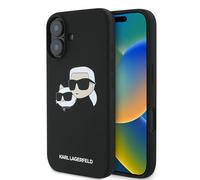 Étui Karl Lagerfeld pour iPhone 16 Plus 6.7 noir étui rigide Silicone Double Heads Print MagSafe