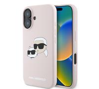 Étui Karl Lagerfeld pour iPhone 16 Plus 6.7 rose étui rigide Silicone Double Heads Print MagSafe