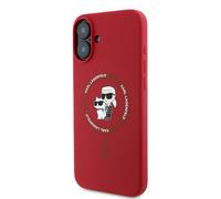 Étui Karl Lagerfeld pour iPhone 16 Plus 6.7 rouge étui rigide Silicone Karl&Choupette Ring MagSafe