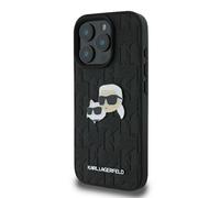 Étui Karl Lagerfeld pour iPhone 16 Pro 6.3 noir étui rigide Monogramme Karl&Choupette Head Pin