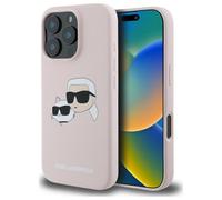 Étui Karl Lagerfeld pour iPhone 16 Pro 6.3 rose étui rigide Silicone Double Heads Print MagSafe