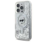 Étui Karl Lagerfeld pour iPhone 16 Pro Max 6.9 étui rigide transparent Liquid Glitter Choupette Head Magsafe