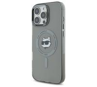Karl Lagerfeld Coque iPhone 16 Pro Max KLHMP16XHLSCHK – IML MagSafe Tête de Choupette en Métal
