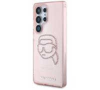 Étui Karl Lagerfeld Rhinestones K. Head Logo pour Samsung Galaxy S25 Ultra rose