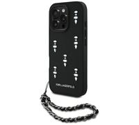 Étui Karl Lagerfeld Saffiano Crystals w/Chain pour iPhone 16 Pro Max noir