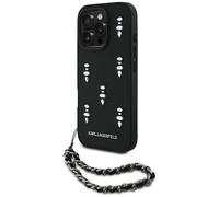 Étui Karl Lagerfeld Saffiano Crystals w/Chain pour iPhone 16 Pro noir