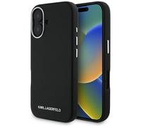 Étui Karl Lagerfeld Saffiano Full Wrapped Elongated Metal Logo MagSafe pour iPhone 16 noir