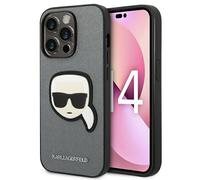 Étui Karl Lagerfeld Saffiano « Karl's Head » pour iPhone 14 Pro Max, argenté