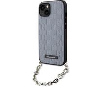 Étui Karl Lagerfeld Saffiano Monogram Chain pour iPhone 14, argenté