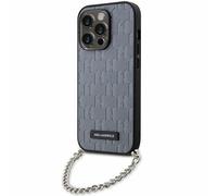 Étui Karl Lagerfeld Saffiano Monogram Chain pour iPhone 14 Pro, argenté