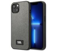 Étui Karl Lagerfeld Saffiano Plaque pour iPhone 13 mini, argenté