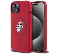 Étui Karl Lagerfeld Silicone Karl&Choupette Heads Ring MagSafe do iPhone 15 rouge