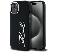 Étui Karl Lagerfeld Silicone Metal Script Logo do iPhone 15 noir