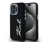 Étui Karl Lagerfeld Silicone Metal Script Logo do iPhone 15 Pro Max noir