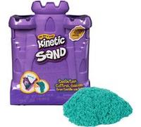 Spin Master Kinetic Sand, Castle Case avec 453 g de sable à modeler bleu sarcelle, bac de jeu multi-usage et conteneur de rangement, jouets sensoriels pour les enfants à partir de 3 ans, Jeu de sable