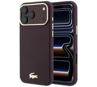 Étui Lacoste Champs-Élysées Embossed MagSafe pour iPhone 18 Pro / 17 Pro, couleur bordeaux