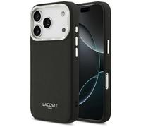 Étui Lacoste Champs-Élysées Silver Logo MagSafe pour iPhone 17 Pro, noir