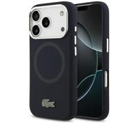 Étui Lacoste HC en silicone avec logo métallique et MagSafe pour iPhone 17 Pro, bleu marine