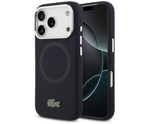 Étui Lacoste HC en silicone avec logo métallique et MagSafe pour iPhone 17 Pro, bleu marine