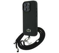 Étui Lacoste Iconic Petit Pique Crossbody Cord pour iPhone 16 Pro Max noir