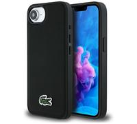 CG MOBILE Lacoste Iconic Petit Piqué Logo tissé Compatible avec MagSafe Coque pour iPhone 16e (Noir)