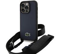 Étui Lacoste pour iPhone 14 Pro 6.1 bleu marine étui rigide Iconic Petit Pique Crossbody
