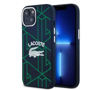 Étui Lacoste pour iPhone 15 6.1 bleu marine étui rigide Silicone Monogram Vintage Logo MagSafe